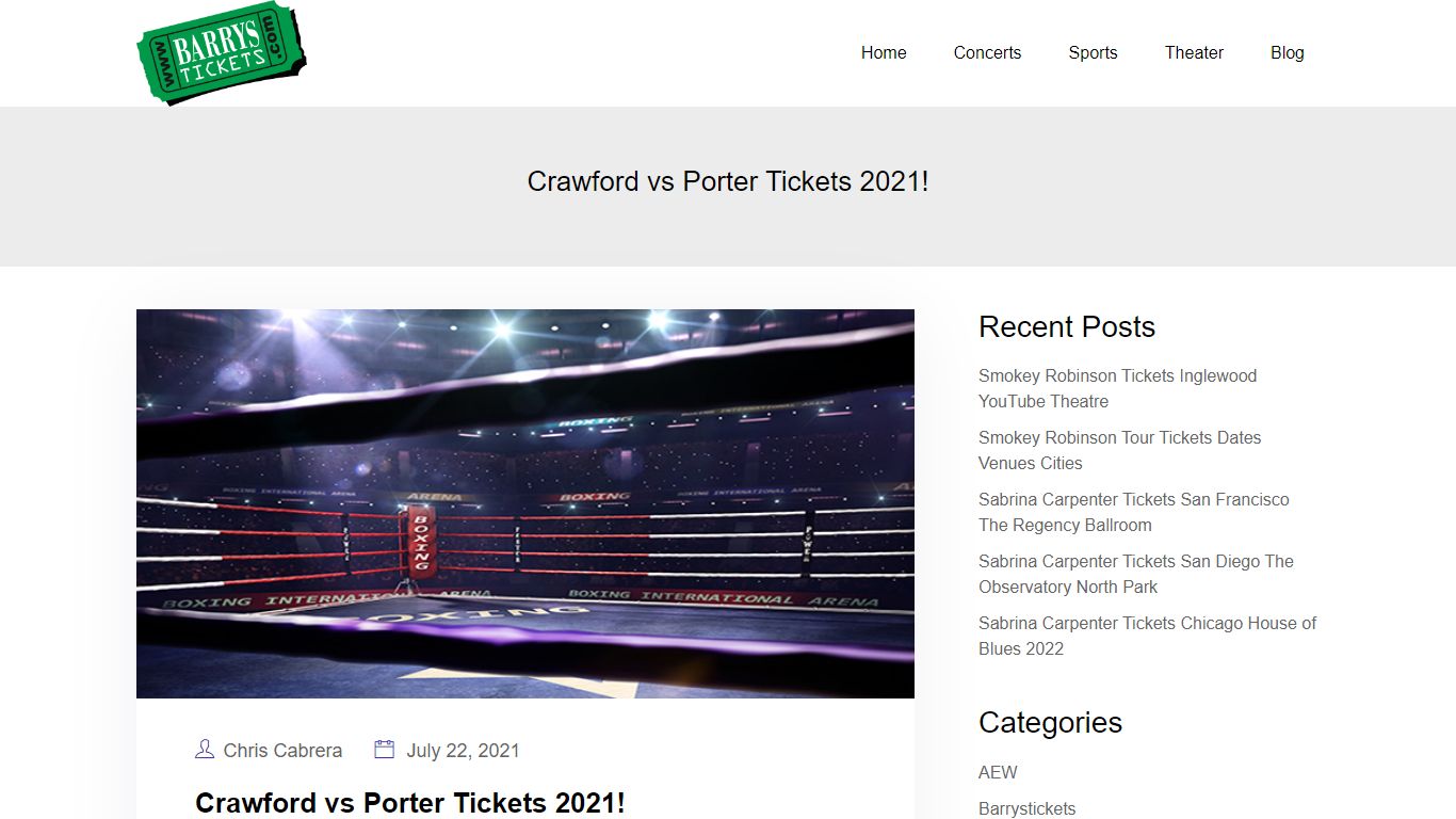 Crawford vs Porter Tickets 2021 - Cheapest Prices - Better Seats!